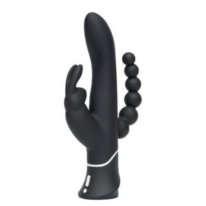 A black multi-functional adult toy with various textured elements.