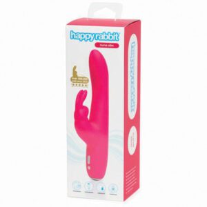 Pink dual-stimulation vibrator in retail packaging.