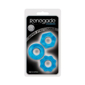Three blue silicone rollers for Renegade hair curling.