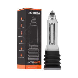 Black and transparent male enhancement pump with its box.
