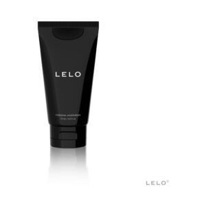 LELO personal lubricant in a sleek black tube on white background.