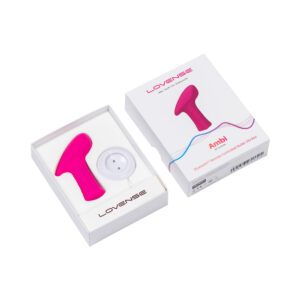 A pink personal massager with packaging.