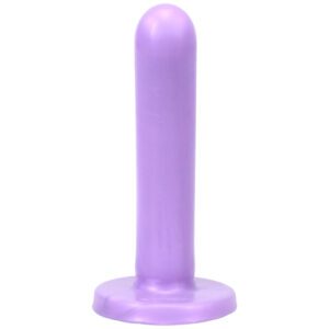 A purple silicone dildo with a flared base.
