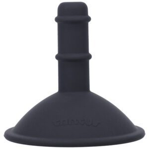 Black silicone funnel with a narrow spout and wide mouth.