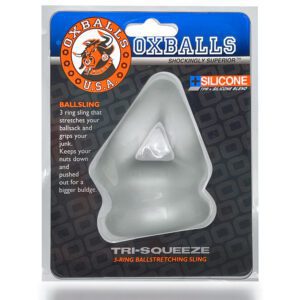 Silicone baseball pitcher's tri-squeeze grip aid in packaging.