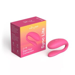 Pink wearable personal massager with packaging box.