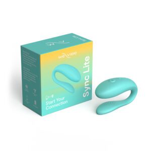 A teal-colored personal wellness device with its packaging box.