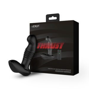 Black prostate massager with packaging box.