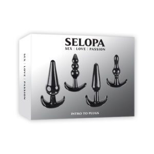 A box of Selopa metal anchors with four different designs displayed.