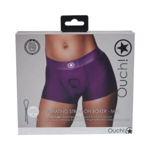 Purple men's boxer briefs with ergonomic design and button fly.