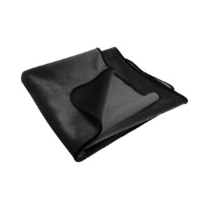 Black leather fabric folded on a white background.