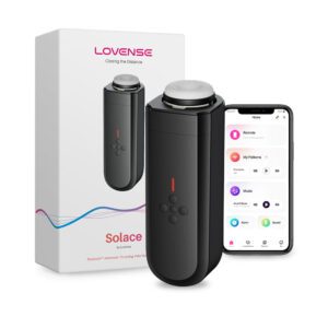 Lovense Solace male massager with app control and packaging.