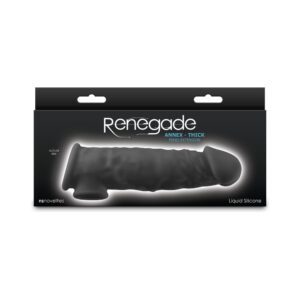Black Renegade knife in packaging with white outline.